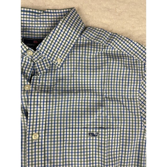 Vineyard Vines Other - Vineyard Vines Gingham Button Down Shirt Men's Large Blue Green Long Sleeve